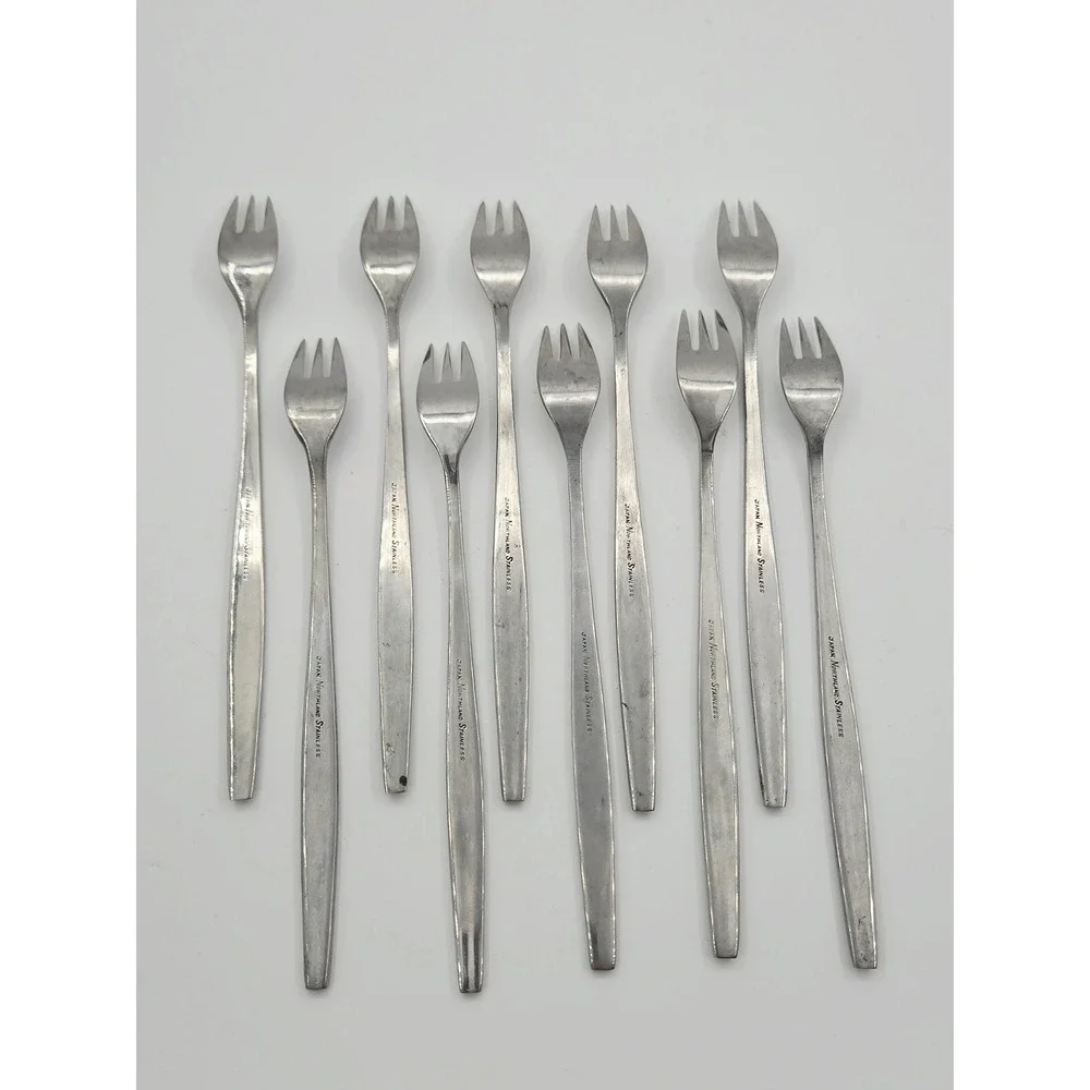 Vintage Northland Oneida OHS100 Daisy Appetizer Fork Lot of 10 Japan Stainless